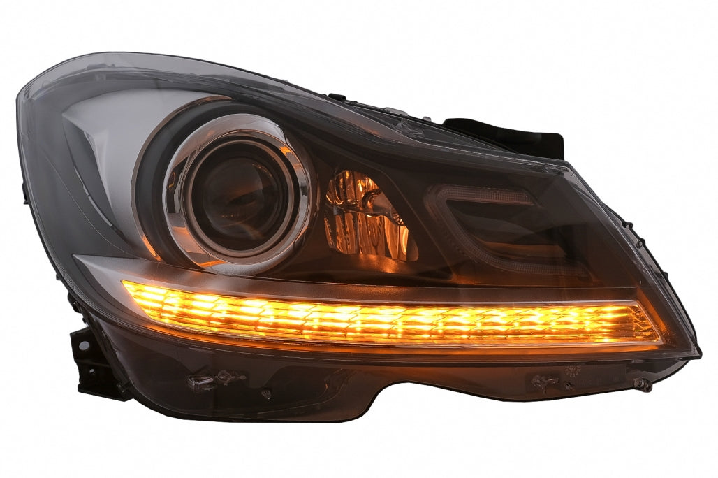 LED DRL Headlights with Dynamic Sequential Turn Signal for Mercedes C-Class W204 S204 Facelift (2011–2014)