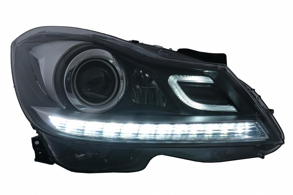 LED DRL Headlights with Dynamic Sequential Turn Signal for Mercedes C-Class W204 S204 Facelift (2011–2014)
