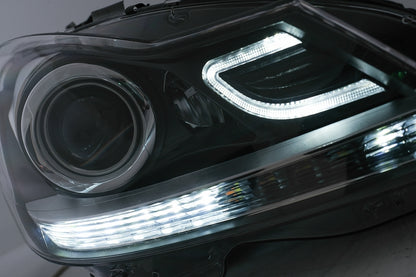 LED DRL Headlights with Dynamic Sequential Turn Signal for Mercedes C-Class W204 S204 Facelift (2011–2014)