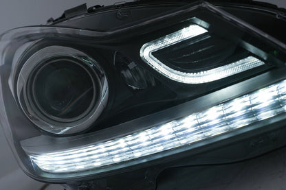 LED DRL Headlights with Dynamic Sequential Turn Signal for Mercedes C-Class W204 S204 Facelift (2011–2014)