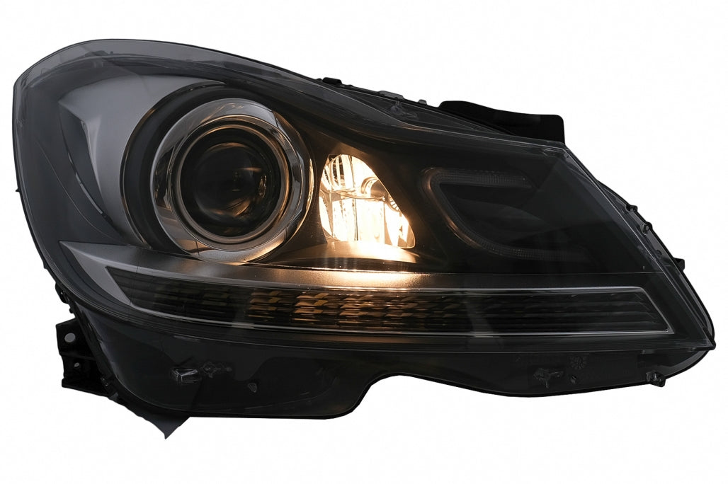 LED DRL Headlights with Dynamic Sequential Turn Signal for Mercedes C-Class W204 S204 Facelift (2011–2014)