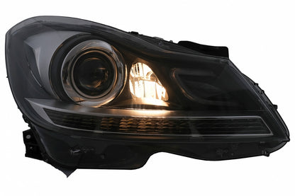 LED DRL Headlights with Dynamic Sequential Turn Signal for Mercedes C-Class W204 S204 Facelift (2011–2014)