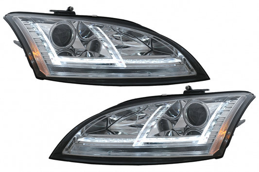 LED DRL Xenon Headlights with Dynamic Sequential Turn Signals for Audi TT 8J (2006–2010) Chrome