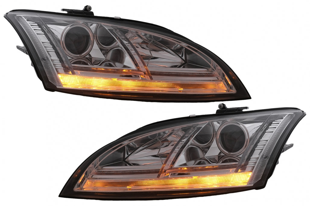 LED DRL Xenon Headlights with Dynamic Sequential Turn Signals for Audi TT 8J (2006–2010) Chrome