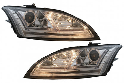 LED DRL Xenon Headlights with Dynamic Sequential Turn Signals for Audi TT 8J (2006–2010) Chrome