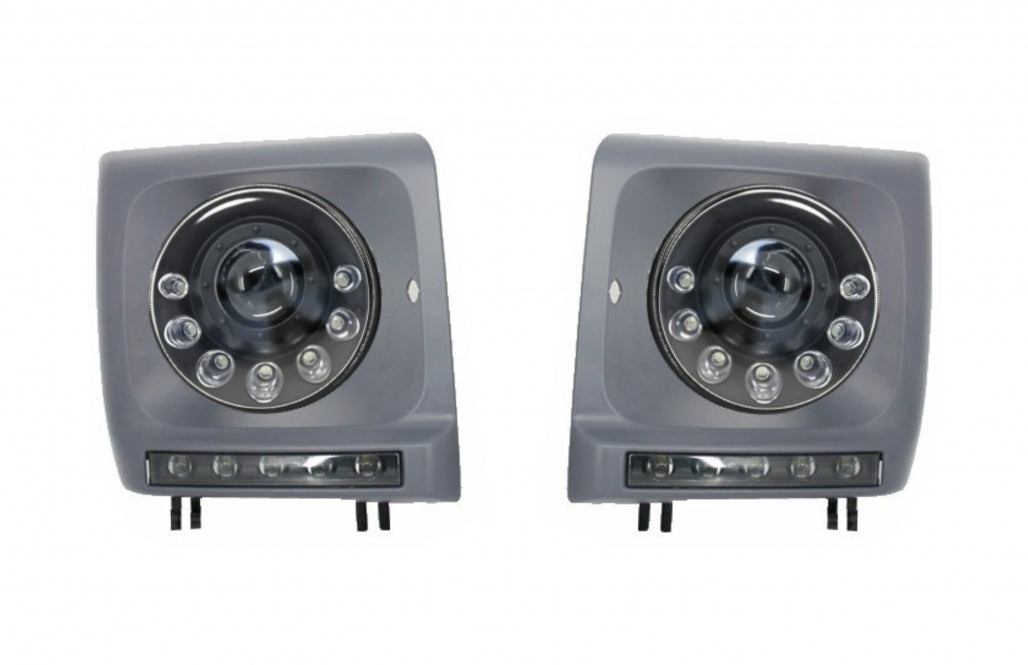 LED Headlights Bi-Xenon Look with DRL Covers for Mercedes G-Class W463 (1989–2012) Black