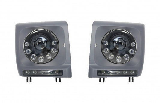 LED Headlights Bi-Xenon Look with DRL Covers for Mercedes G-Class W463 (1989–2012) Black