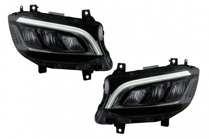LED Headlights Black for Mercedes Sprinter III W907  W910 (2019–2027) for Halogen LHD