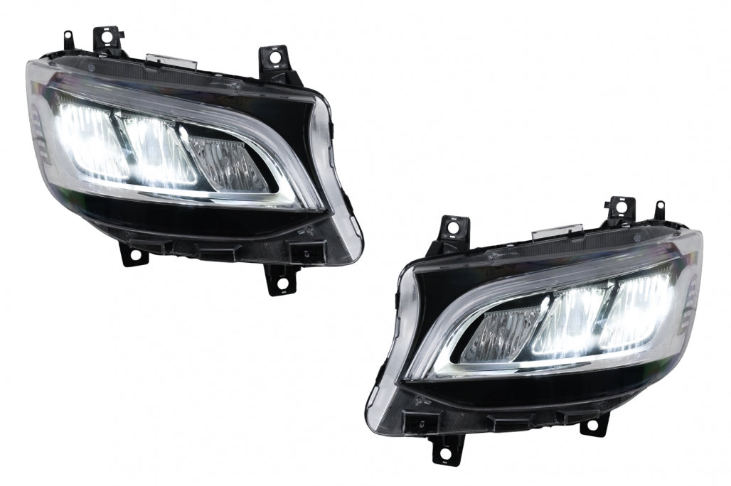 LED Headlights Black for Mercedes Sprinter III W907  W910 (2019–2027) for Halogen LHD