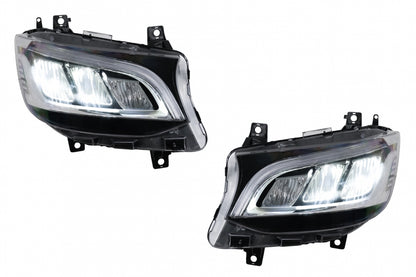 LED Headlights Black for Mercedes Sprinter III W907  W910 (2019–2027) for Halogen LHD