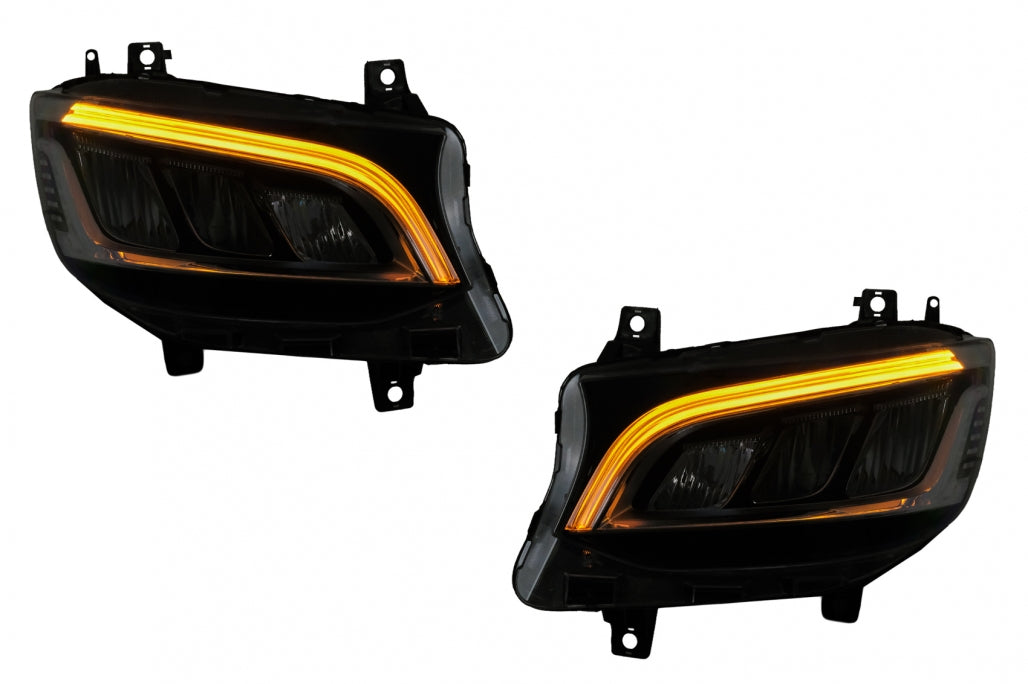 LED Headlights Black for Mercedes Sprinter III W907  W910 (2019–2027) for Halogen LHD