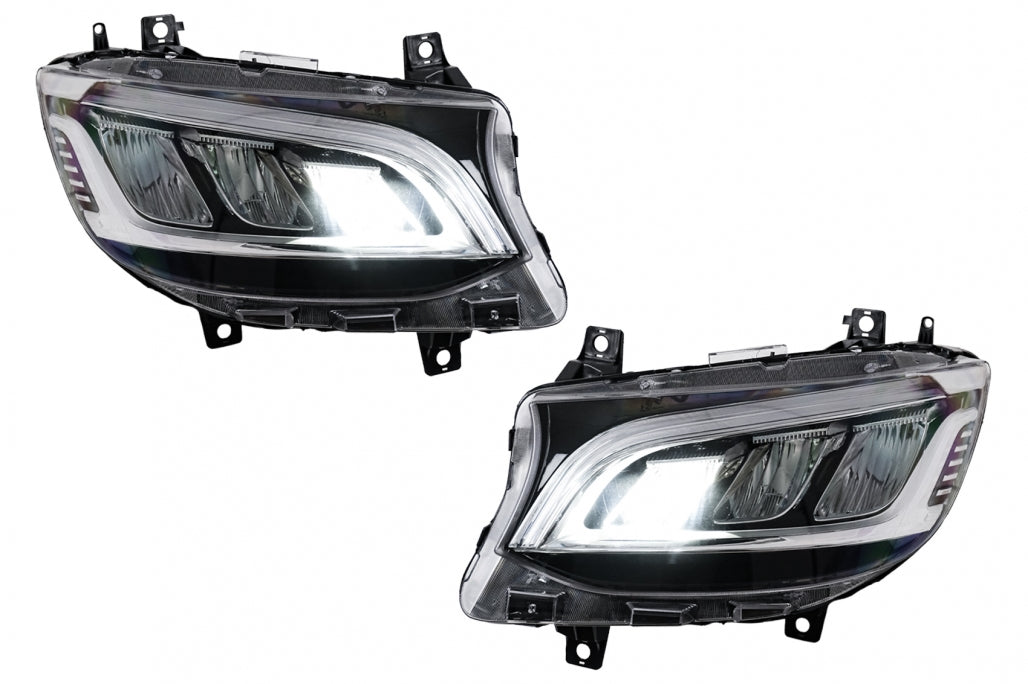 LED Headlights Black for Mercedes Sprinter III W907  W910 (2019–2027) for Halogen LHD