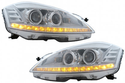 LED Headlights Facelift Look LHD for Mercedes S-Class W221 (2005–2009)