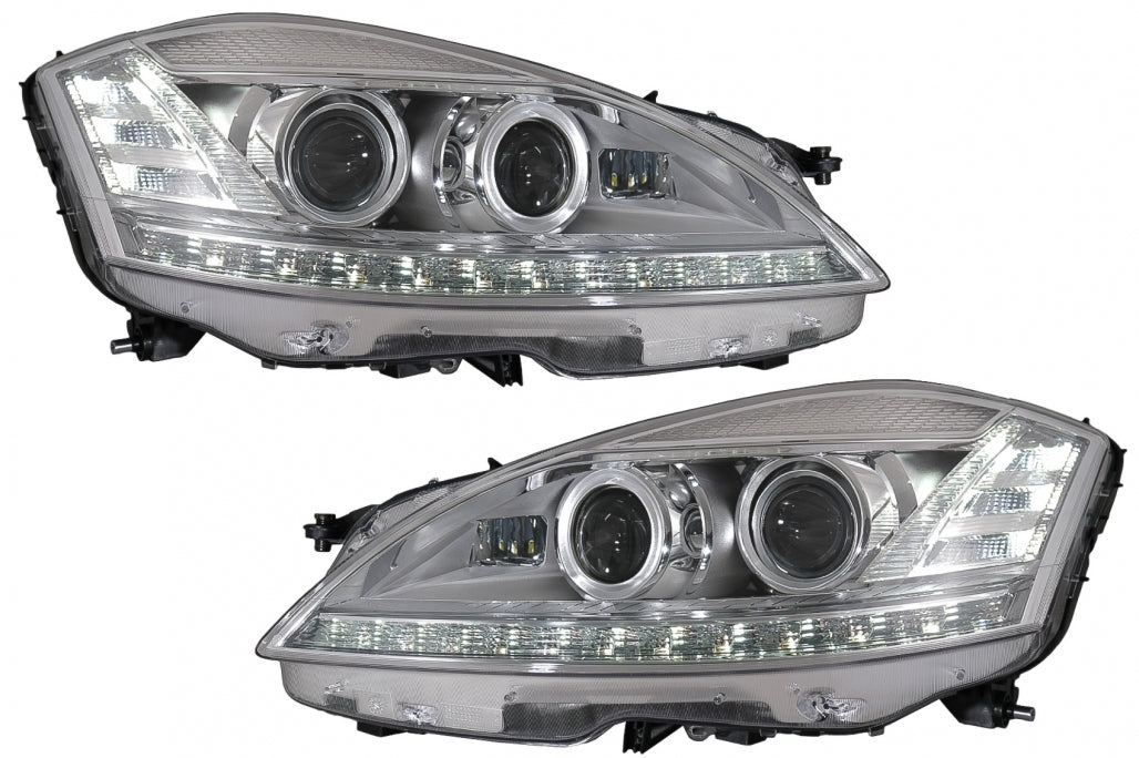 LED Headlights Facelift Look with Sequential Dynamic Turning Lights for Mercedes S-Class W221 (2005–2009) LHD