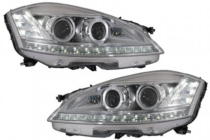 LED Headlights Facelift Look with Sequential Dynamic Turning Lights for Mercedes S-Class W221 (2005–2009) LHD