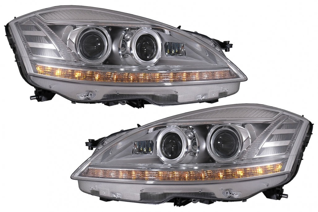 LED Headlights Facelift Look with Sequential Dynamic Turning Lights for Mercedes S-Class W221 (2005–2009) LHD