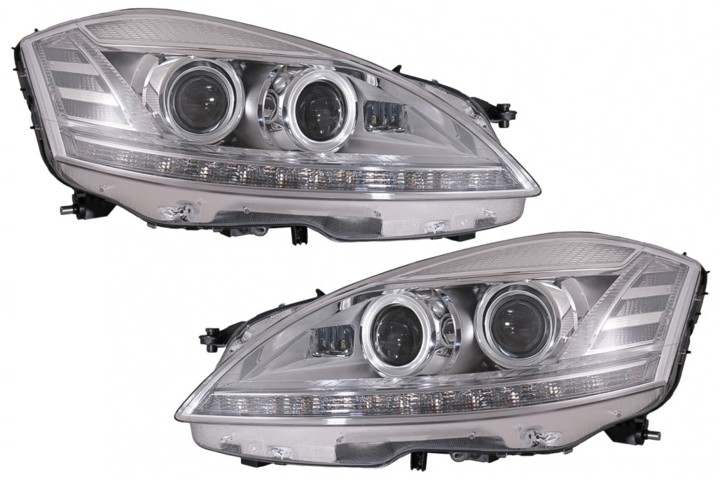 LED Headlights Facelift Look with Sequential Dynamic Turning Lights for Mercedes S-Class W221 (2005–2009) LHD