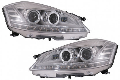 LED Headlights Facelift Look with Sequential Dynamic Turning Lights for Mercedes S-Class W221 (2005–2009) LHD