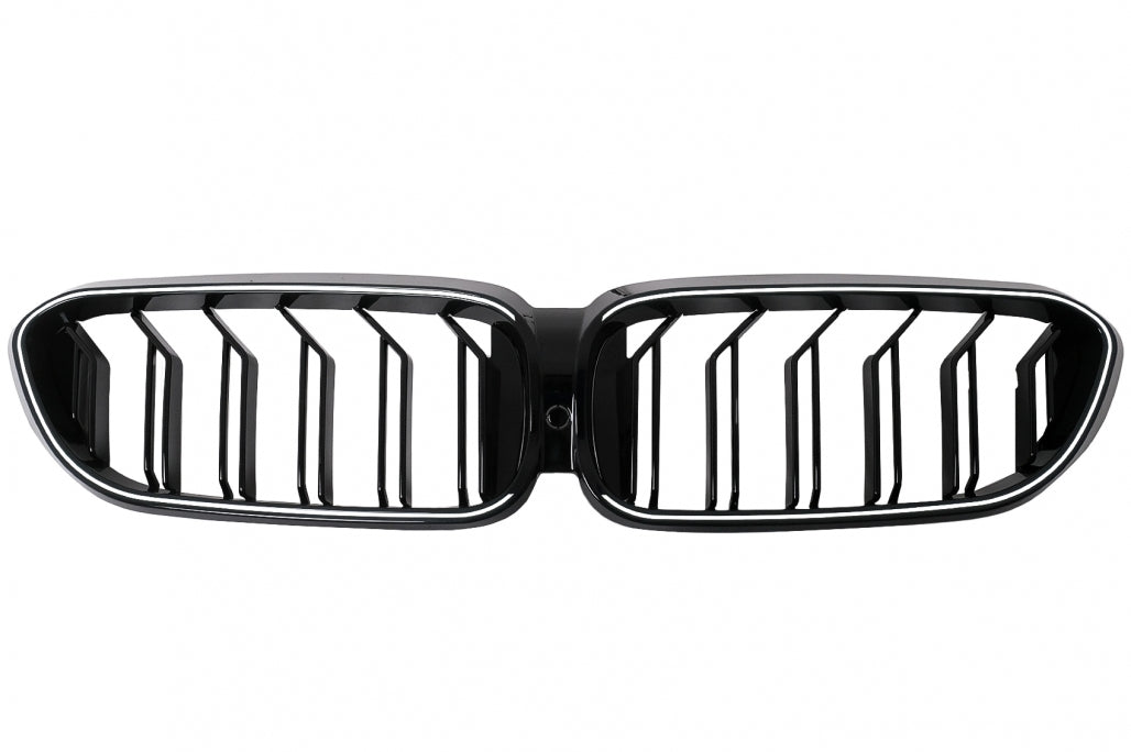 LED Kidney Grilles Double Stripe Piano Black for BMW 5 Series G30 G31 (2017–2019)