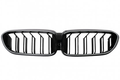 LED Kidney Grilles Double Stripe Piano Black for BMW 5 Series G30 G31 (2017–2019)