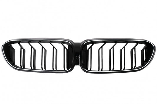 LED Kidney Grilles Double Stripe Piano Black for BMW 5 Series G30 G31 (2017–2019)