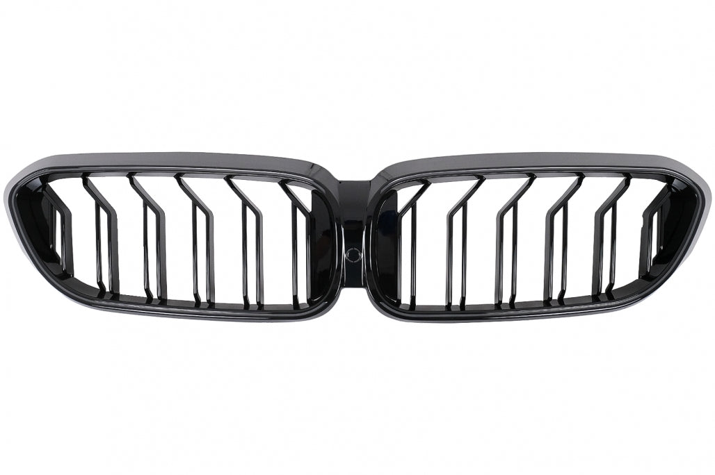 LED Kidney Grilles Double Stripe Piano Black for BMW 5 Series G30 G31 (2017–2019)
