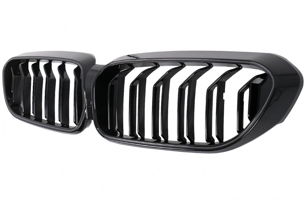 LED Kidney Grilles Double Stripe Piano Black for BMW 5 Series G30 G31 (2017–2019)