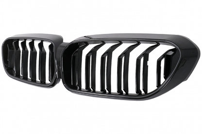 LED Kidney Grilles Double Stripe Piano Black for BMW 5 Series G30 G31 (2017–2019)