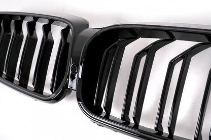 LED Kidney Grilles Double Stripe Piano Black for BMW 5 Series G30 G31 (2017–2019)