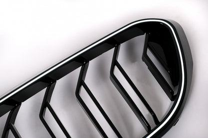 LED Kidney Grilles Double Stripe Piano Black for BMW 5 Series G30 G31 (2017–2019)