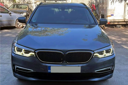 LED Kidney Grilles Double Stripe Piano Black for BMW 5 Series G30 G31 (2017–2019)