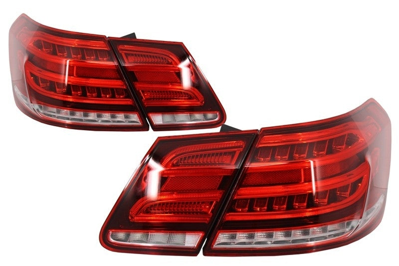 LED Light Bar Taillights Red Clear Facelift Conversion for Mercedes E-Class W212 Sedan (2009–2013)