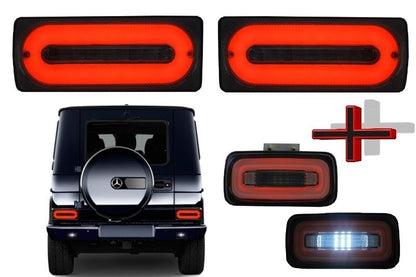 LED Taillights Light Bar Smoke Design with Rear Bumper Fog Lamp for Mercedes G-Class W463 (1989–2015)