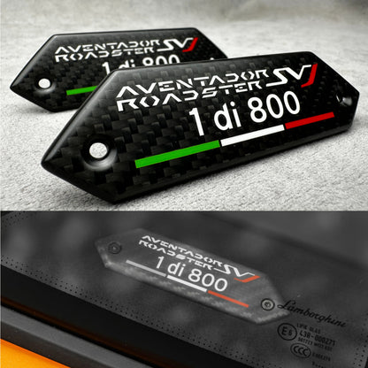 Lamborghini Aventador Roadster SV 1 di 800 carbon interior emblem badges for door panel – premium quality, exclusive edition