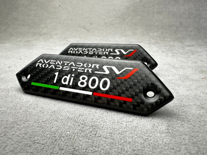 Lamborghini Aventador Roadster SV 1 di 800 carbon interior emblem badges for door panel – premium quality, exclusive edition