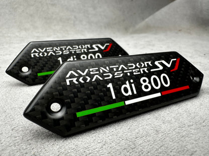 Lamborghini Aventador Roadster SV 1 di 800 carbon interior emblem badges for door panel – premium quality, exclusive edition
