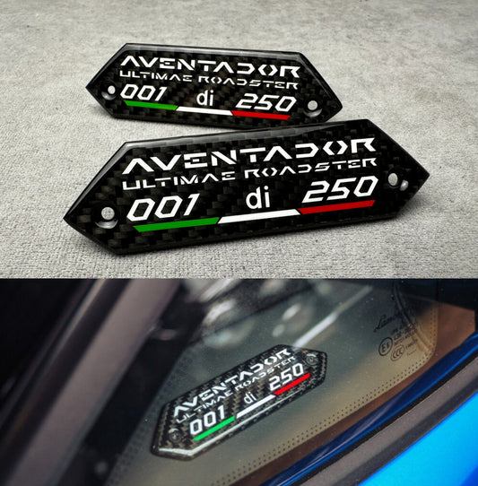 Lamborghini Aventador Ultimate Roadster (2011-2022) 1 di 250 Carbon Interior Emblem Badges for Door Panel