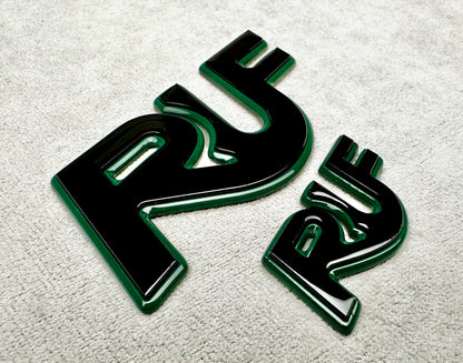 Premium mean green and black metal RUF emblem for Porsche Turbo customization