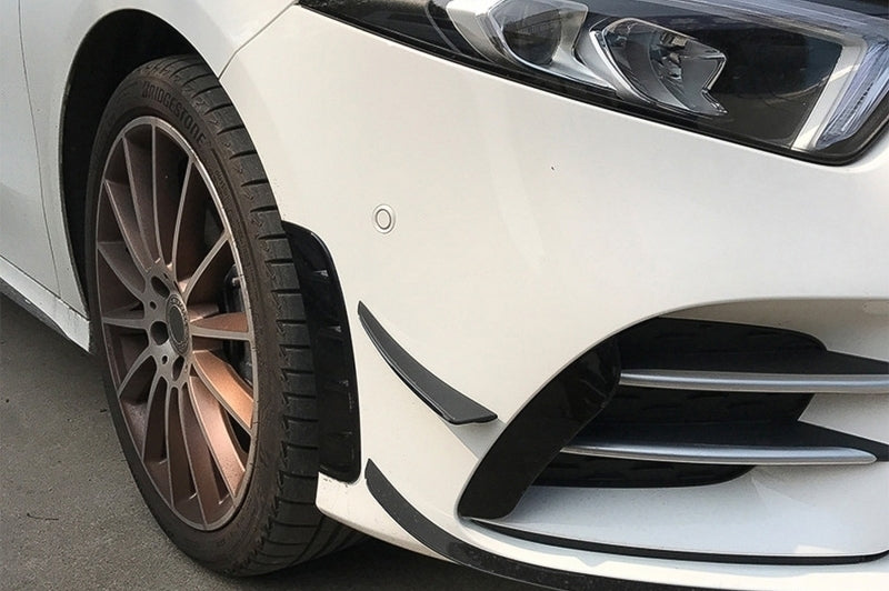 Mirror Covers with Front Bumper Side Vents Piano Black for Mercedes A-Class W177 V177 (2018–2022)
