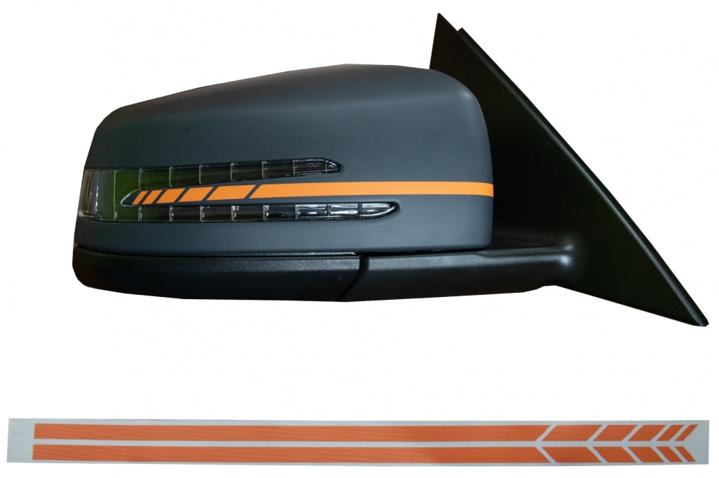 Mirror Stickers Matte Orange for Mercedes Models (Universal Fit 30 cm)