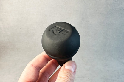 Handmade leather gear knob with RUF branding