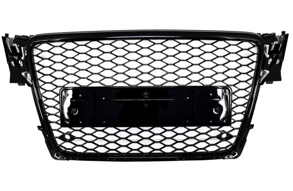 RS4 Design Badgeless Front Grille Piano Black for Audi A4 B8 Sedan / Avant (2008–2011)