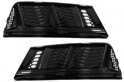 RS4 Design Black Edition Side Grilles / Lower Bumper Grille Covers for Audi A4 B9 Sedan / Avant (2016–2018)