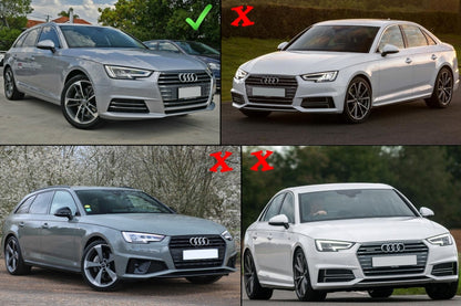 RS4 Design Black Edition Side Grilles / Lower Bumper Grille Covers for Audi A4 B9 Sedan / Avant (2016–2018)