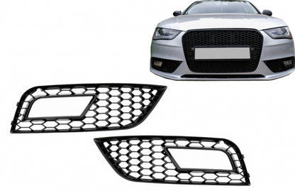 RS4 Design Fog Lamp Covers Piano Black for Audi A4 B8 Facelift (2012–2015)