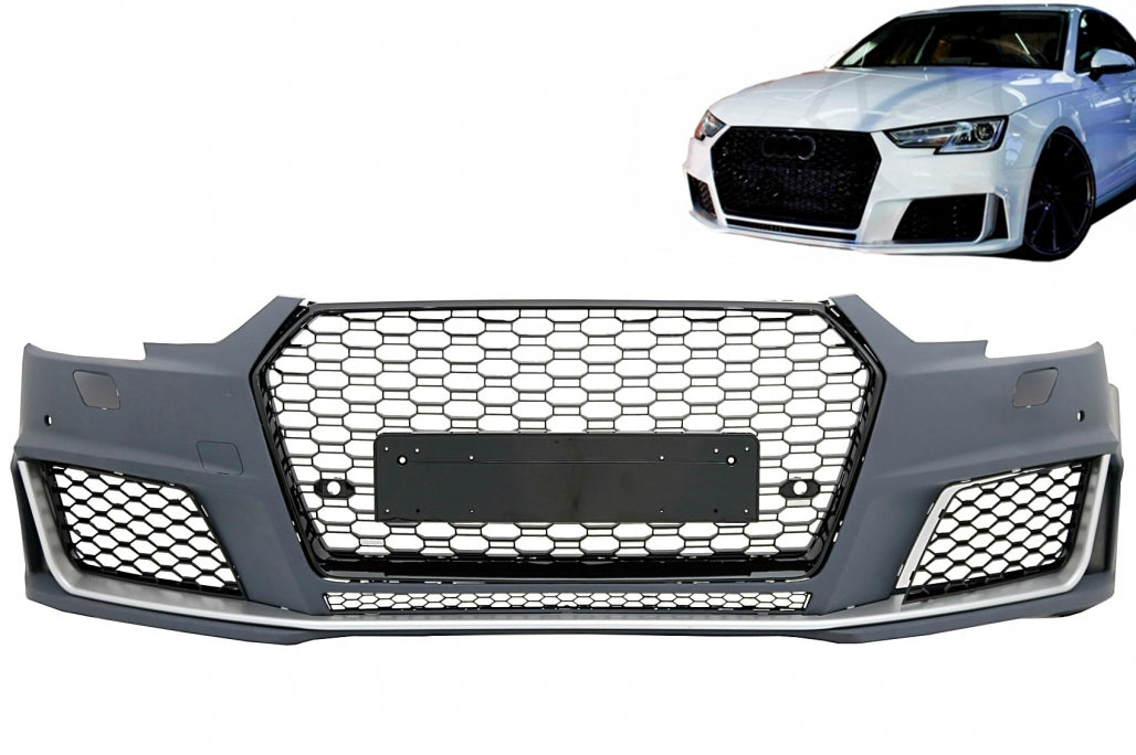 RS4 Design Front Bumper with Grille for Audi A4 B9 8W Quattro (2016–2018)