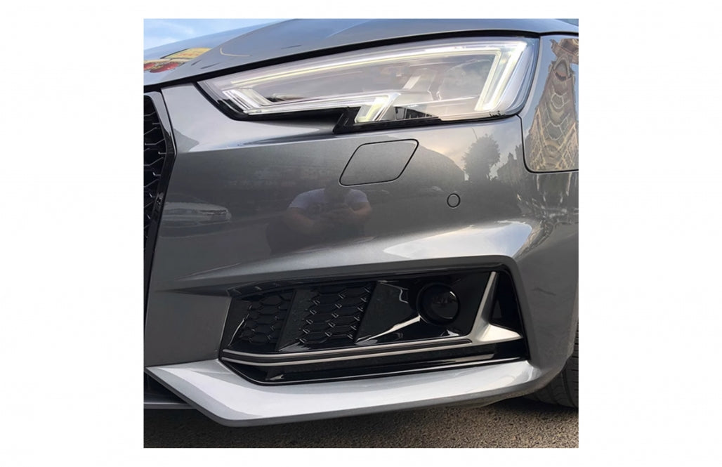 RS4 Design Silver Edition ACC Side Grilles / Lower Bumper Grille Covers for Audi A4 B9 Sedan / Avant (2016–2018)