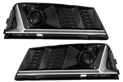 RS4 Design Silver Edition ACC Side Grilles / Lower Bumper Grille Covers for Audi A4 B9 Sedan / Avant (2016–2018)