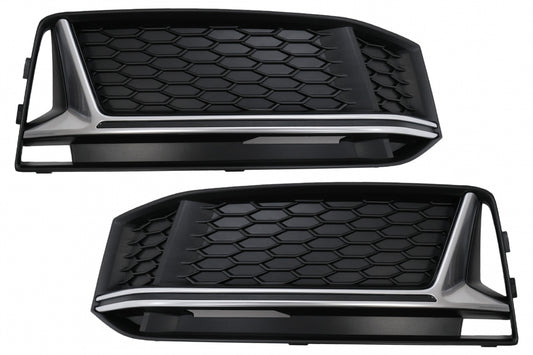 RS4 Design Silver Edition Side Grilles for Audi A4 B9 Sedan / Avant S-Line (2016–2018)