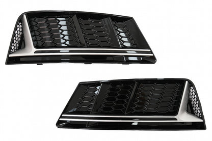 RS4 Design Silver Edition Side Grilles for Audi A4 B9 Sedan / Avant (2016–2018) – Standard Bumper